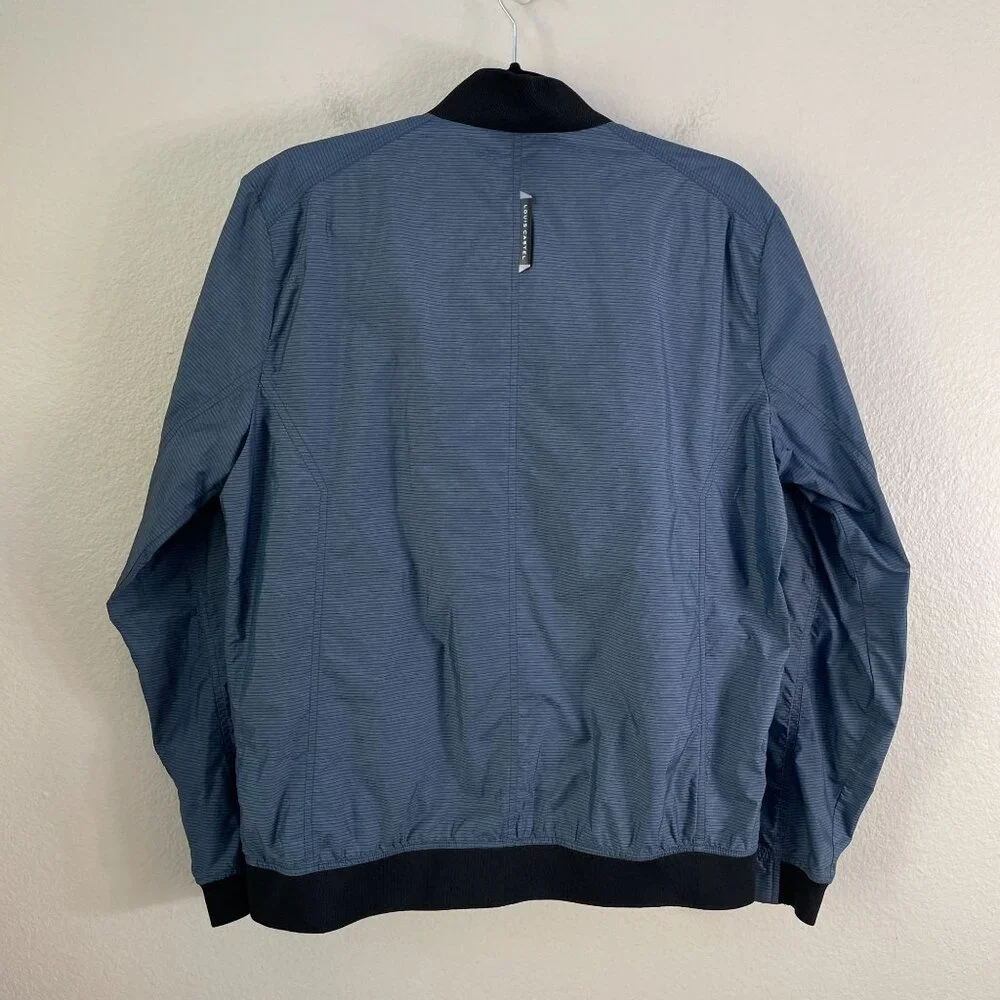 Louis Castel Mens‎ 100 Medium Lightweight Blue Nylon Bomber Jacket Zip Up